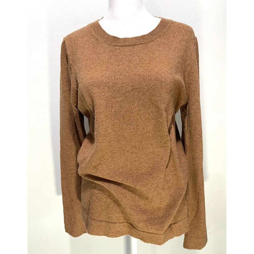 J Crew factory wool blend sweater caramel brown winter office business women M